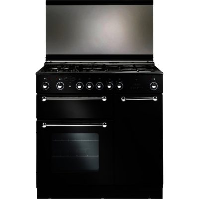 Rangemaster 90cm Dual Fuel with FSD Hob 72840 Range Cooker in Black with Chrome trim and Porthole doors Rangemaster 90cm Dual Fuel with FSD Hob 72840 Range Cooker in Black with Chrome trim and Porthole doors